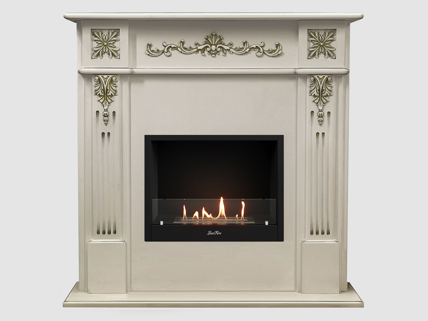 Каминный портал МДФ "Монреаль 1100" с биокамином Lux Fire "Фаер Бокс 1-25.5" (белый) по цене 73 800 руб.