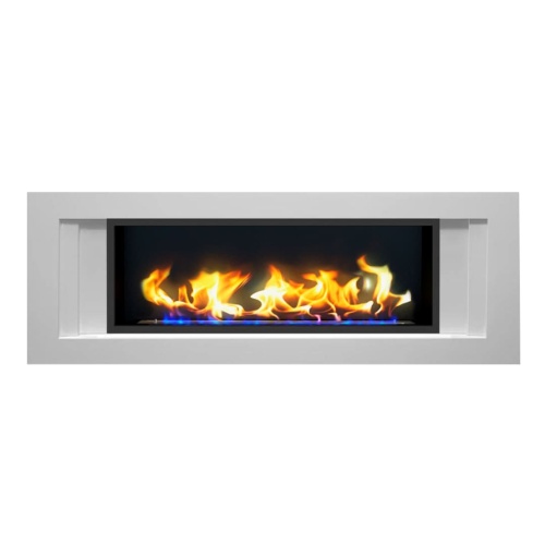 Биокамин в линейном портале "Русский огонь" Лайн с декоративным стеклом (стемалитом)